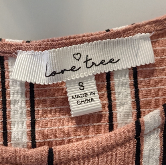 Love Tree Peach Stripped Crop Top - S - Picture 5 of 5